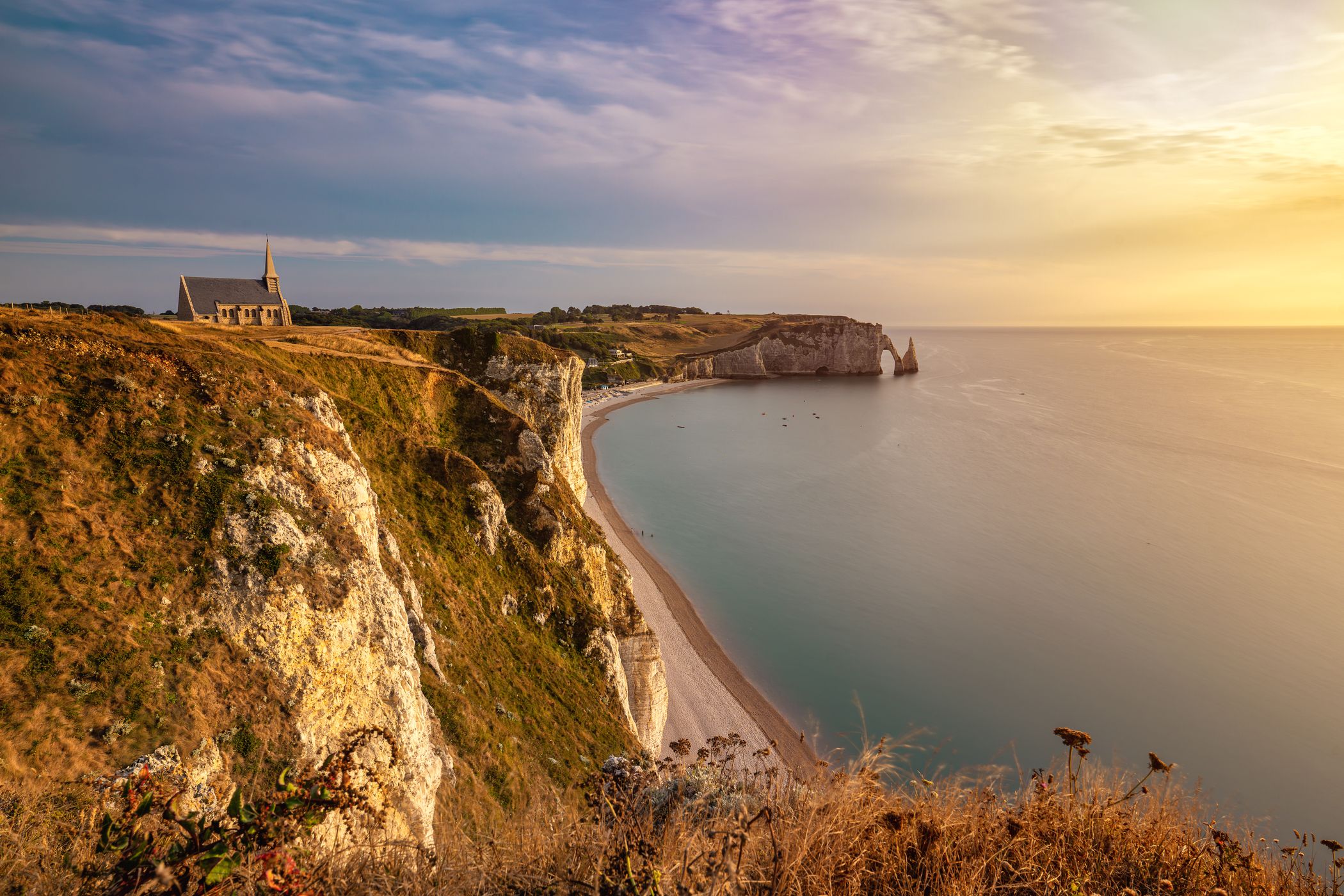 Beautiful cliffs of Etretat, France