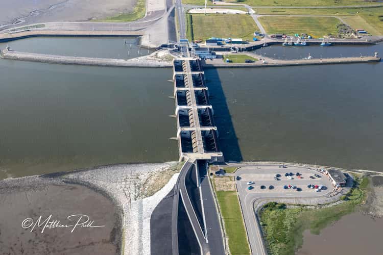 View of the Eider River Barrage from the gyrocopter
