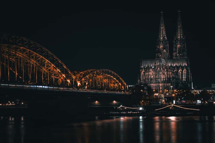 Cologne Cathedral from north of Hohenzollern Bridge