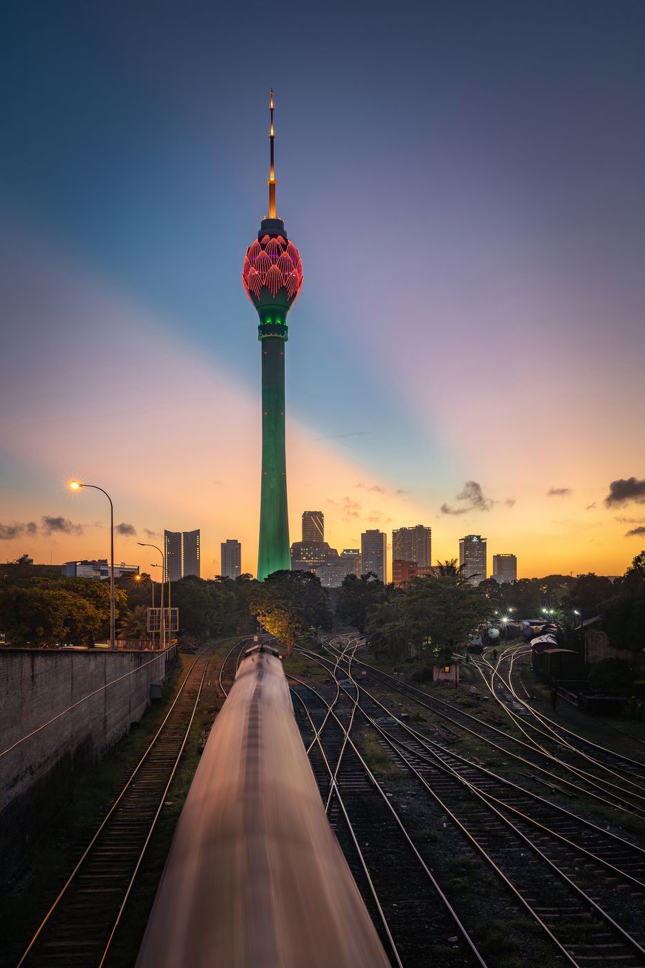 Colombo's Golden Hour Grandeur (Lotus Tower & Railway), Sri Lanka