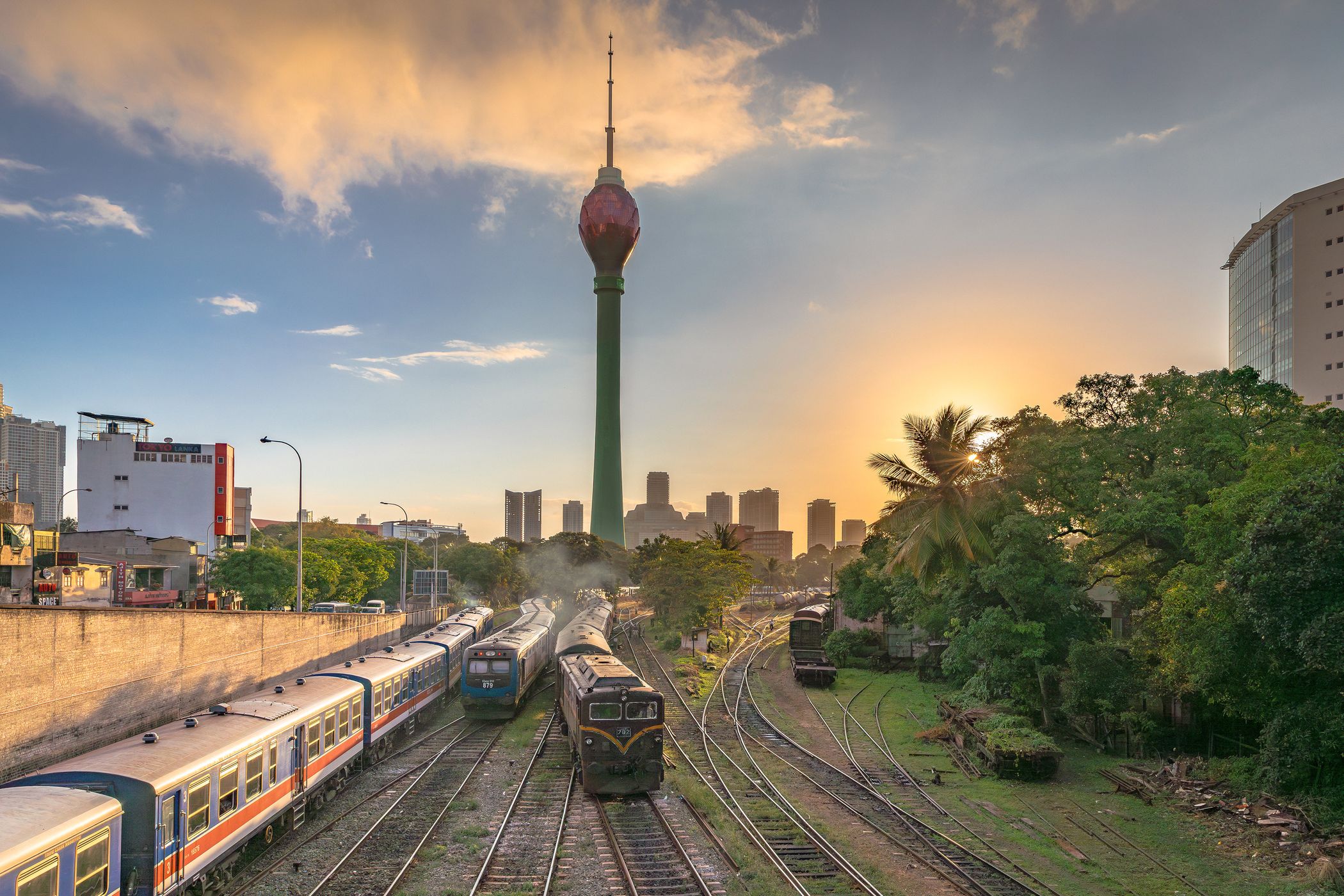 Colombo's Golden Hour Grandeur (Lotus Tower & Railway), Sri Lanka