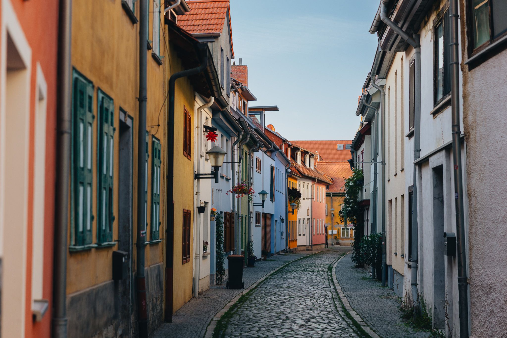 Colorful Cobblestone Street in Erfurt's Old Town, Germany