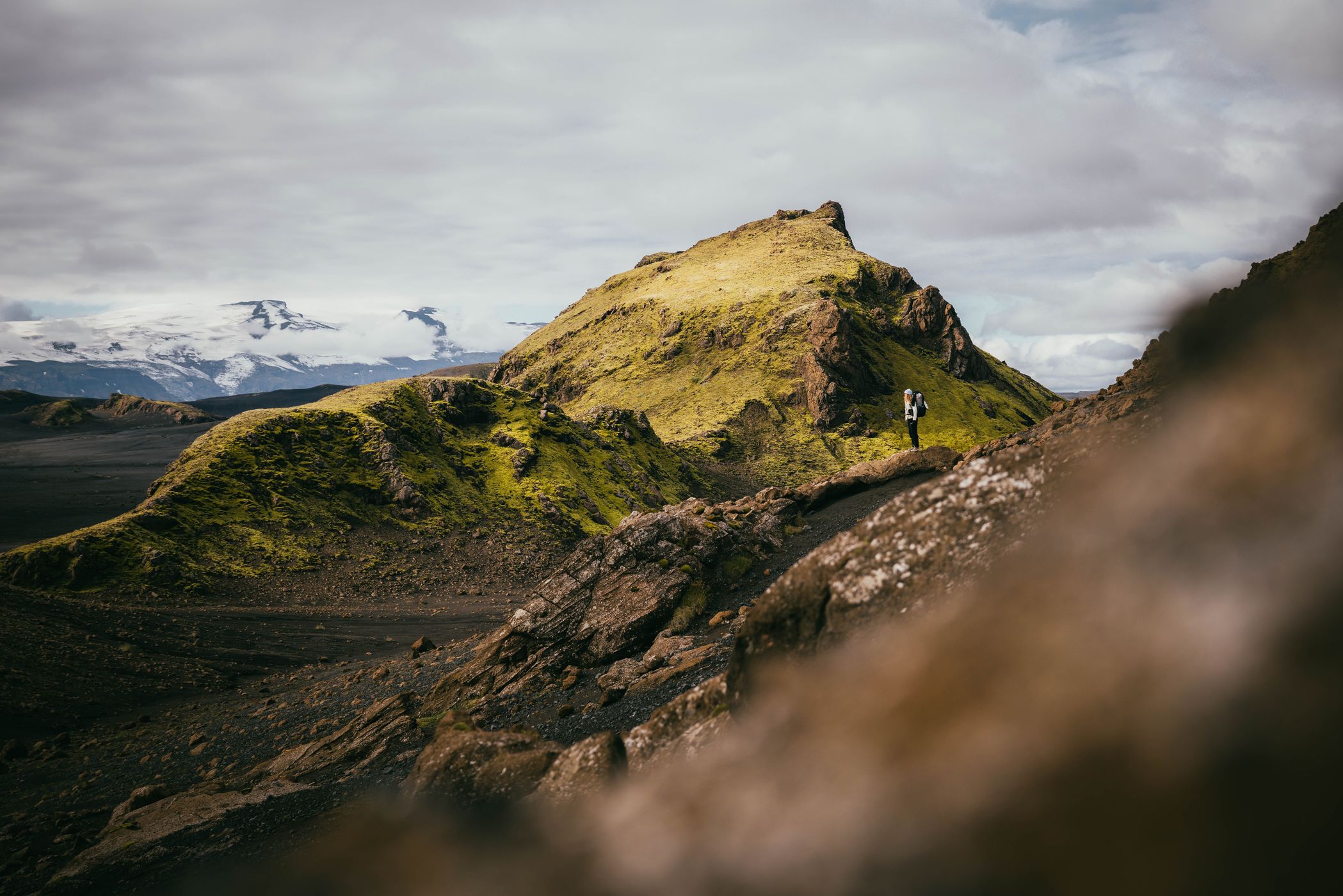 Glaciers and green mountains, Laugavegur Trail, Iceland