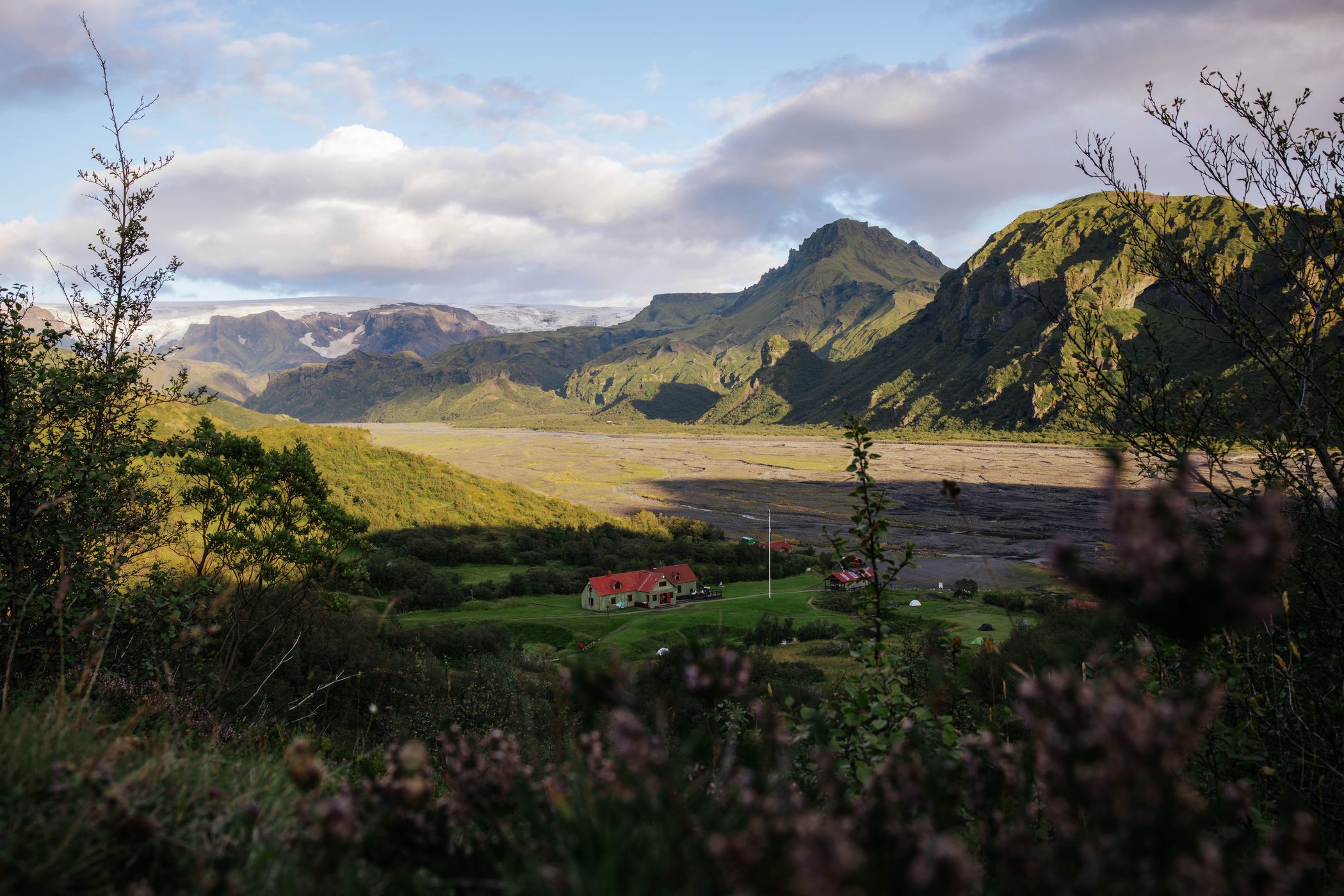 Hut view from Valahnjúkur walk, Þórsmörk, Iceland