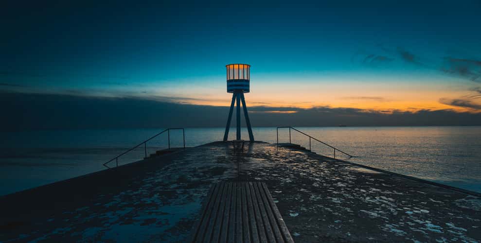 Lifeguard towers designed by Arne Jacobsen