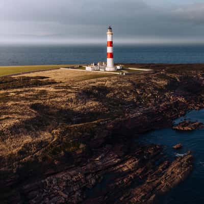 Looking east Tarbat Ness Lighthouse, Tain, Scotland, UK, United Kingdom