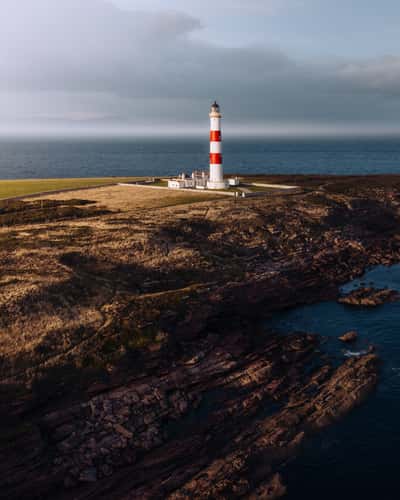 Looking east Tarbat Ness Lighthouse, Tain, Scotland, UK