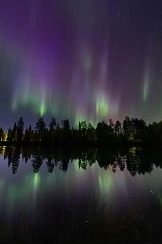 Northern lights reflection, Luosto-Pyhä National Park
