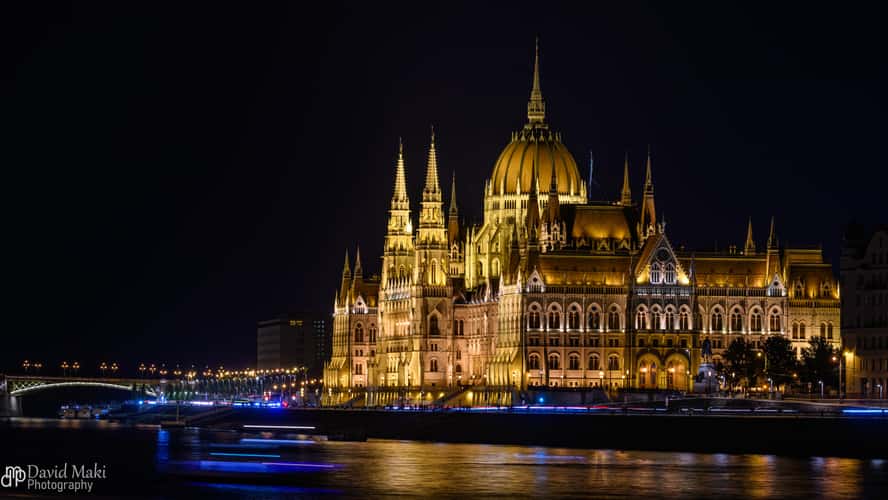 Parliament Building in Budapest from Chain Bridge
