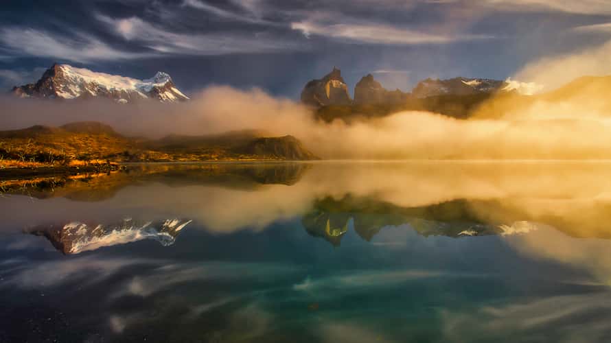 Patagonia, Lago Pehoe, Chile, Torres Del Paine, Fall Colors