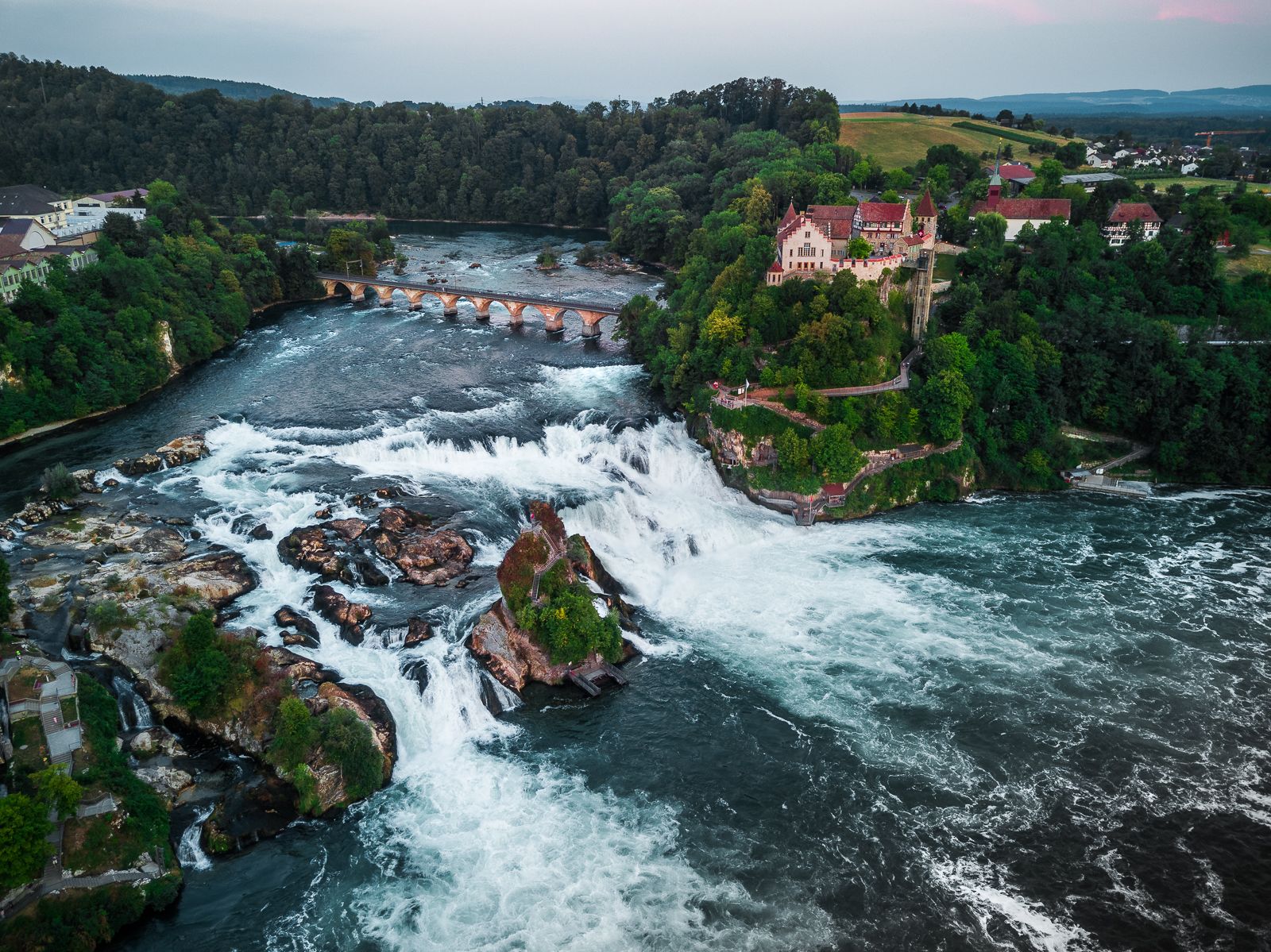 Rhine Fall Drone View, Switzerland