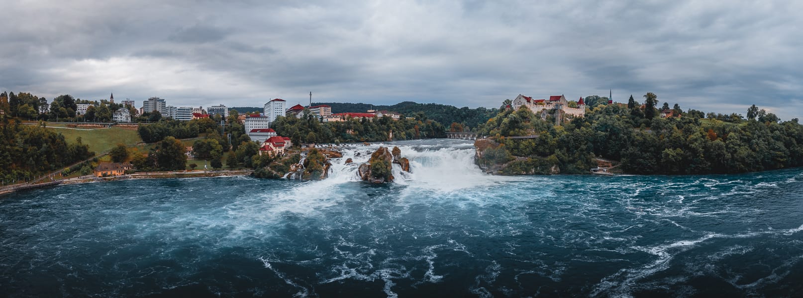 Rhine Fall Drone View, Switzerland