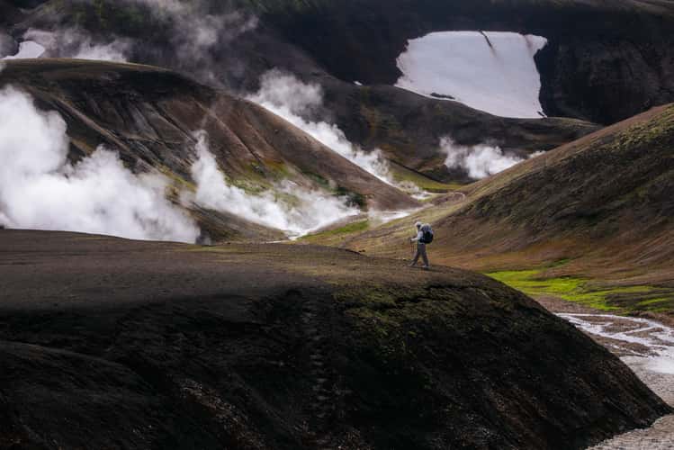 Steams & colorful rhyolite mountains at Laugavegur Trail