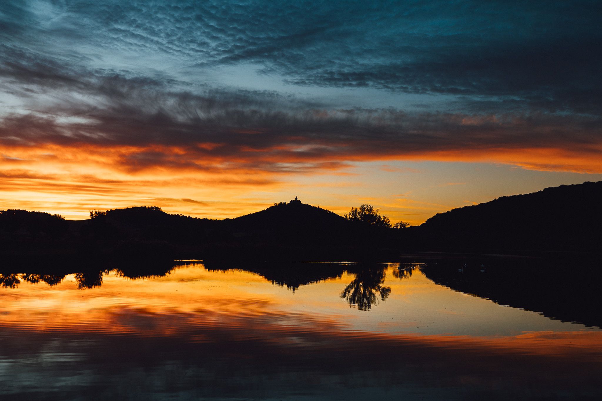 Sunrise Reflections at Drei Gleichen Castles, Germany