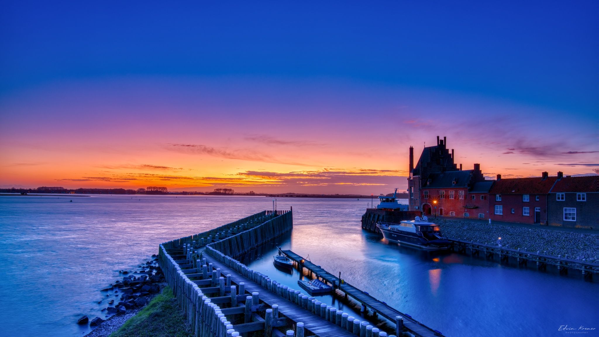 The entrance of Veere's harbor, Netherlands