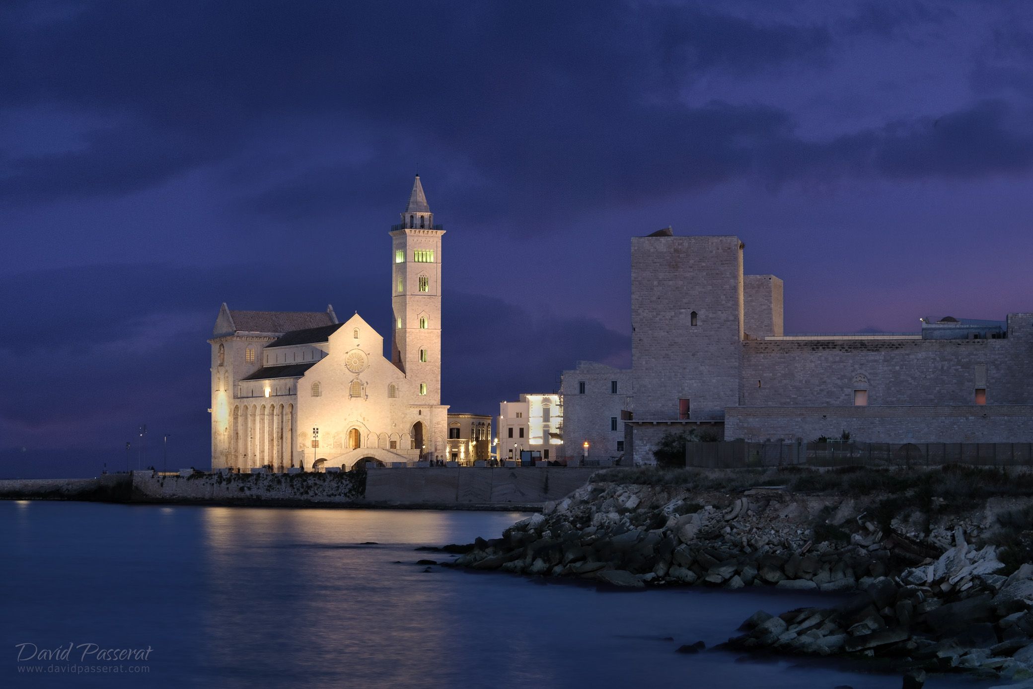 Trani cathedral at dusk, Italy