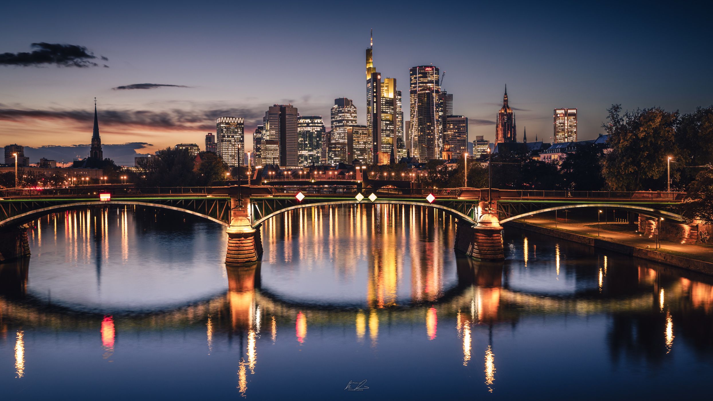 View from the Flößerbrücke, Frankfurt am Main, Germany